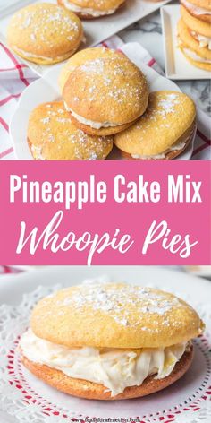 pineapple cake mix whoope pies on a plate