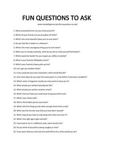 the text on this page says, fun questions to ask