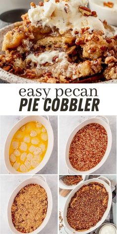 an easy pecan pie cobbler recipe that is ready to be eaten