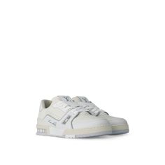 LOUIS VUITTON® - Lv Trainer Sneaker - White Nike Lv Shoes, Luxury Sneakers Men, Louis Shoes, Lv Trainers, Louis Vuitton Trainer, Lv Trainer Sneaker, Louis Vuitton Sneaker, Louis Vuitton Trainers, Louis Vuitton Shoes Sneakers