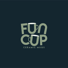 the logo for fun cup ceramic mugs, which is designed to look like they have been