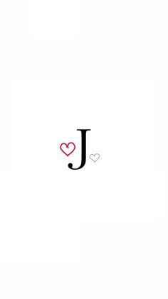 the letter j has hearts on it and is black with red in the upper corner