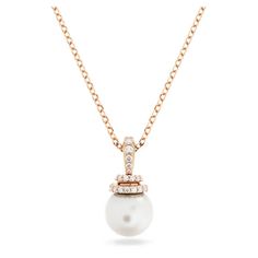 Sometimes simple luxury can be the most striking. This Originally pendant is a perfect example, featuring a rose gold-tone plated chain connected to a single Swarovski Crystal Pearl. A shimmering pavé of Swarovski Zirconia adorns the top of the pearl for extra radiance. Simple Luxury, Shop Till You Drop, The Pearl, Romantic Gifts, Single Earring, Crystal Pearls, White Rose Gold, Flower Jewellery, A Rose