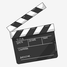 a black and white movie clapper with the words title, date, scene, take director