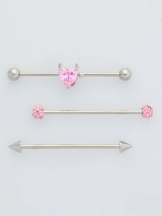 Includes: 3 Industrial barbells Piercing Type: Industrial (Ear) Material: 316L Surgical Steel Gauge: 14 gauge/1.6mm Length: 37mm, 33mm Ball Size: 6mm Stone type: Glass Jewelry Care: Clean with antibacterial soap and warm water Piercing Care: Clean with saline solution Imported Note: Do not use any harsh, alcohol-based chemicals as this may cause tarnishing Do not over-thread or apply excess pressure when adding/removing beads as breakage could occur Surgical steel may contain trace amounts of nickel Demon Heart, Piercing Care, Saline Solution, Antibacterial Soap, Types Of Piercings, Glass Jewelry, Jewelry Care