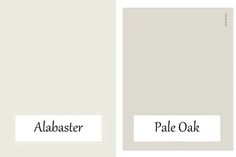 two different shades of gray paint with the words,'albiaster pale oak '