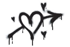 the word love is drawn in black ink on a white background with dripping paint and an arrow