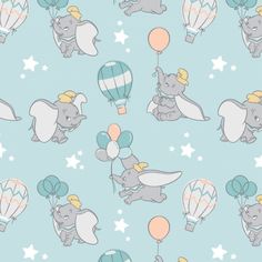 an elephant is flying in the sky with many hot air balloons and stars on it