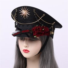 This price is for a hat only. Trendy Red Festival Hat, Punk Style Party Cap Hat, Gothic Winter Hat With Short Brim, Adjustable Punk Costume Hats And Headpieces, Adjustable Punk Style Costume Hats And Headpieces, Adjustable Punk Visor Hat, Adjustable Punk Style Visor Hat, Punk Style Adjustable Visor Hat, Gothic Mini Hat With Adjustable Curved Brim