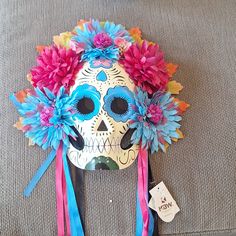 Dia De Los Muertos Women's Mask Female Mask, Dia De Muertos, Face Masks, Pink Blue, Pink Ladies, Face Mask, Color Blue, Mask, Women Accessories