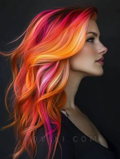 34 Sunset Hair Color Ideas 2024: Styles Including Fire Red, Purple Ombre and Peekaboo Highlights Sunset Hair Color Ombre Purple, Phoenix Hair Color, Short Bob Black Women, Bob Black Women, Ombre Short Bob, Phoenix Hair