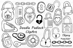 the doodle padlock clipart is an easy and fun activity for kids to do with