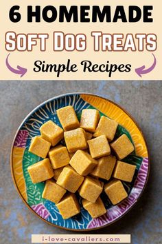 homemade soft dog treats in a bowl with text overlay