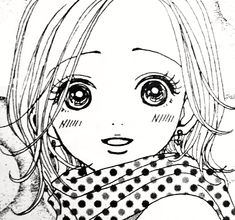 a drawing of a girl with big eyes