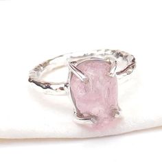 Natural Raw Morganite Ring, 925 Sterling Silver Pink Morganite Ring, Hammered Silver Ring, Gemstone Silver Ring, Natural Rough Stone Rings.Product:- RingModal no:- U286Metal:- 925 Sterling SilverGemstone :- Pink MorganiteGemstone size:- 8x10 mmFinishing:- Shiny SilverWe are using Pure 925 (Stamped) Sterling Silver with Natural Gemstone Jewelry, all of our jewelry designs are Handmade.We are adding new creative designs in our store regularly, for new handmade stuff please get touch with our store Kunzite Ring Fine Jewelry Gift, Kunzite Gemstone Ring For Gift, Sterling Silver Ring With Large Pink Stone, Morganite Gemstone Ring For Gift, Silver Morganite Ring As Gift, Silver Morganite Ring For Gift, Kunzite Ring With Accent Stones, Silver Kunzite Ring For Anniversary, Sterling Silver Crystal Promise Ring With Large Stone