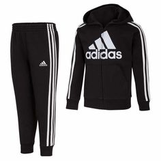 New Adidas Boys' Kids' 2-Piece Active Set Color(S): Black, White Set Includes: 1 Full Zip Hooded Jacket, 1 Pant Black Full Zip Hooded Fleece Jacket With Pockets Black Pull On Fleece Pants With Adidas Logo On Upper Leg Garments Feature White 3-Stripe Design Made In Vietnam Content: 80% Cotton | 20% Polyester Exclusive Of Decoration Winter Sports Cotton Sets, Black Hooded Cotton Set, Black Cotton Playwear Sets, Black Cotton Sets For Spring, Sporty Black Sets For Spring, Black Cotton Sportswear Set, Adidas Sporty Playwear Sets, Adidas Cotton Sets For Winter, Adidas Cotton Winter Sets