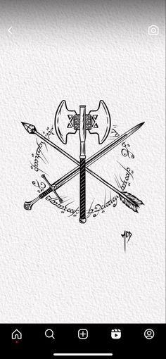 a drawing of two crossed swords on top of each other