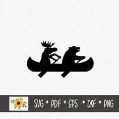 two moose on a sled with sunflowers svg cut file for cricut