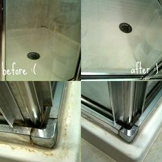 before and after photos of a stainless steel sink