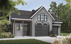 The traditionally styled garage has 804 square feet of car / storage / workshop space on the main level with a 442-square-foot bonus room upstairs. Detached Garage Designs, Garage Workshop Plans, 1 Car Garage, White Siding, Workshop Plans, Pool House Plans, Garage Style, Garage Plan, Farmhouse Style House Plans