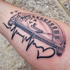 a person with a tattoo on their arm has a heart and an airplane in the middle