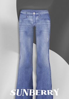 a pair of blue jeans with the words sunberry on it and an image of a woman's legs