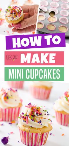 how to make mini cupcakes with icing and sprinkles