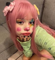 Funky Halloween Makeup, Funky Clown Makeup, Cute Clown Makeup, Doll Mask, Funky Makeup, Cute Clown, Swag Makeup, Cool Makeup Looks, Edgy Makeup