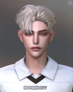 a male model wearing a white shirt and tie with his hair styled to look like he's from mcmxgiv