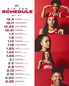 an advertisement for the women's basketball team, featuring three different pictures of each player