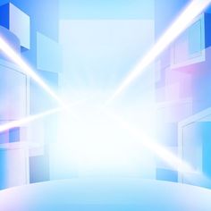 an abstract blue and white background with bright lights coming from the top to the bottom