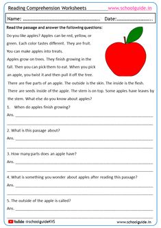 an apple reading worksheet for grade 2