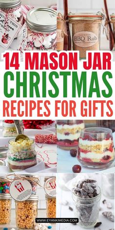 Create festive Mason jar recipes for Christmas gifts or parties. These simple recipes include delicious treats and creative ideas for layering ingredients. Perfect for holiday baking, gift exchanges, or adding a homemade touch to your celebrations. Cookies In A Jar Christmas, Baking Mason Jar Gift Ideas, Christmas Treats In A Jar, Homemade Foods For Christmas Gifts, Christmas Gifts Using Mason Jars, Diy Cookie In A Jar Gift, Homemade Christmas Gifts For Friends Mason Jars Soup Mixes, Christmas Gifts Diy Mason Jars Cookie Recipes, 4 Oz Mason Jar Gift Ideas