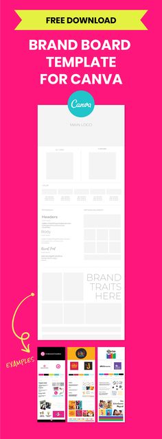 a pink background with the text brand board template for canvas