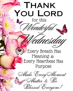 thank you lord for this wonderful wednesday every breath has meaning and every heartbeat has purpose