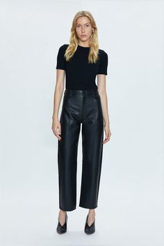 Taylor High Rise Arched - Slate Black Wide Leg Leather Jeans For Work, Leather Wide Leg Jeans For Work, Wide Leg Leather Work Pants With Five Pockets, Wide Leg Leather Pants With Five Pockets For Work, Spring Leather Jeans For Workwear, Modern Black High-waisted Leather Pants, Chic Black Leather Jeans, White Comforter, Fall 2024