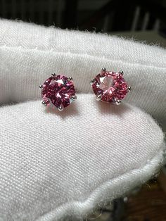 Certified Pink Moissanite Studs / Test Positive 📣1CT or 2CT available 🪛925 sterling silver/ white rhodium/14K white gold plated ✈️ships 1-2 business days 🎁gift box Dazzling 14k White Gold Jewelry, Gia Certified, Gia Certified Heart Cut Sterling Silver Jewelry, Pink Moissanite Jewelry With Prong Setting, Dazzling Gia Certified 14k White Gold Jewelry, Gia Certified Moissanite Jewelry As A Gift, Gia Certified 14k White Gold Jewelry, Pink Moissanite Round Cut Jewelry, Pink Round Cut Moissanite Jewelry, Dazzling Sterling Silver Jewelry Of Aaa Quality