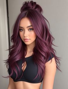 Fall Hair Color Ideas Pelo Color Vino, Wine Hair, Perfect Hair Color, Bold Hair Color, Violet Hair, Hair Color Burgundy, Hair Color For Brunettes, Color For Brunettes, Gorgeous Hair Color