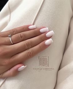 Best Nails For Photoshoot, Faint French Tip Nails, Summer Acrylic Square Nails, Short Nails With Nail Polish, Short Acrylic Nails Short Nail Bed, Simple Wedding Nails Square, Clean Set Nails, Wedding Guest Acrylic Nails, French Nails With Funny Bunny