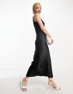 Dress by & Other Stories Do get caught wearing it twice Plain design Crew neck Regular fit Formal Dresses Graduation, Cocktail Dress Formal, Satin Noir, Winter Party Dress, Satin Midi Dress, Long Sleeve Floral Dress, Satin Slip Dress, Vacation Dresses, Plain Design