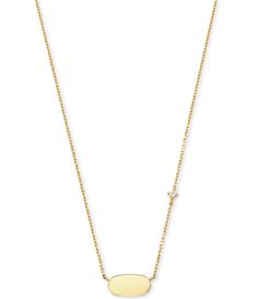 From Kendra Scott, this Fern 14k Yellow Gold Pendant Necklace features:An iteration of our signature silhouette, the Fern 14k Yellow Gold Pendant Necklace in White Diamond is an elegant, everyday style with the perfect pinch of sparkle. Dress up your favorite layers with this elevated go-to, or wear by itself for a simplistic style statement.Metal: 14K GoldMaterial: White diamondSize: 15" L chain with a 2"extend Short Pendant Necklace, Simplistic Style, Gold Shorts, Sparkle Dress, Statement Pendant, Yellow Gold Pendants, Style Statement, Gold Pendant Necklace, Dillard's