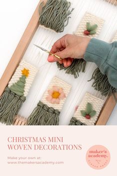 someone is making christmas mini woven decorations