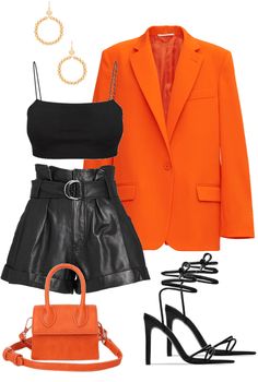 Night Out Outfit | ShopLook Orange Blazer, Night Out Outfit, Mode Inspo, Dressy Outfits, Fancy Outfits, Teenage Fashion Outfits, Mode Vintage, Lookbook Outfits