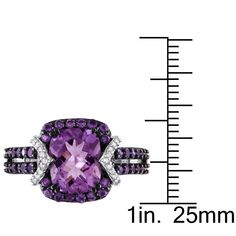 an amethoraite and diamond ring with measurements