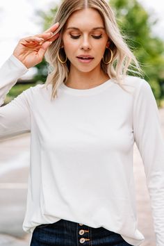 classic white long sleeve top