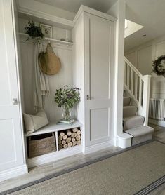 the entryway is clean and ready for guests to use it as a storage space