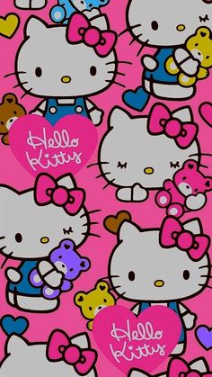 hello kitty wallpaper with hearts and bows