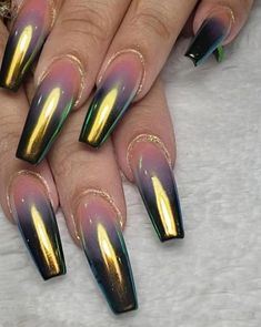 Hallographic Nails, Black Ombre Nails, Long Nail Designs, Her Nails, Black Nail, Fabulous Nails, Beautiful Nail Art, Fancy Nails, Creative Nails