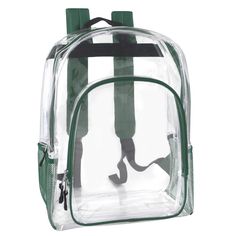 Our wholesale Deluxe Clear Backpack in five assorted colors is durable and functional. This is the largest clear backpack we carry, and it offers plenty of space for storage - inside and out! Every backpack includes two side mesh pockets, perfect for bottles or small essentials. Also, each includes a large front zippered accessory pocket. This backpack is the total package! Case Includes 24 Backpacks Clear backpack for safety and security Two Mesh Side Pockets Padded Adjustable Straps Dual Zippe Clear Backpacks, Backpack Sewing, Clear Backpack, Mesh Backpack, Cooler Lunch Bag, Luggage Backpack, Grey Trim, Kit Bag, Bottle Bag