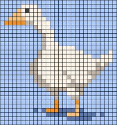 a cross stitch pattern with a duck on it